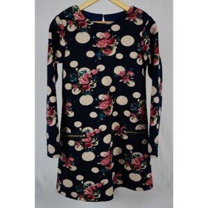 Pippa & Julie Navy and Floral Quilted Dress Size 14 Big Kid